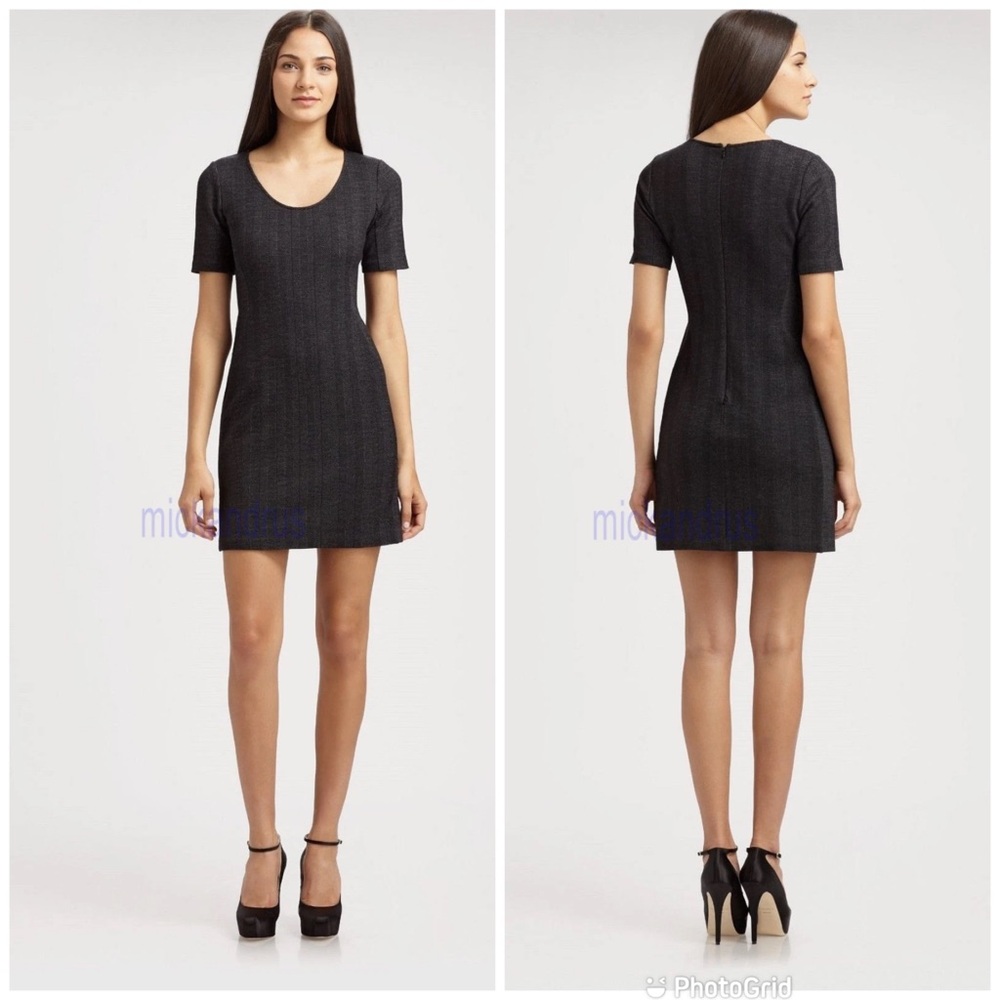 THEORY Wool Blend Fitted Pencil Dress Size 4 Dark Gray Charcoal Office Career